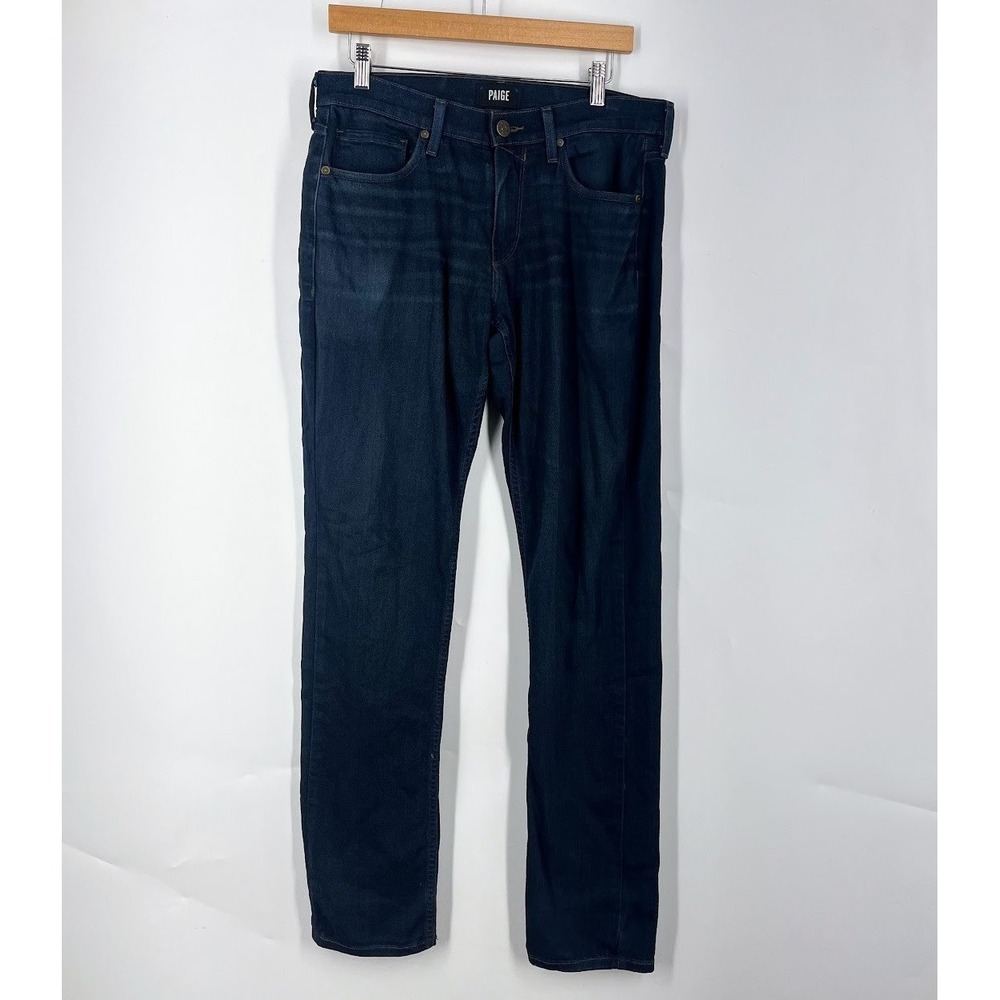 Paige Lennox Slim Fit Jeans Mens 30 Dark Indigo Blue Wash Stretch Denim Made USA